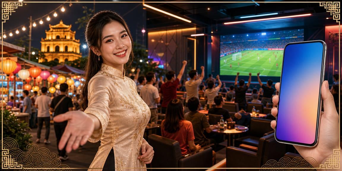Người dùng theo dõi khuyến mãi casino qua điện thoại tại chợ đêm Hà Nội